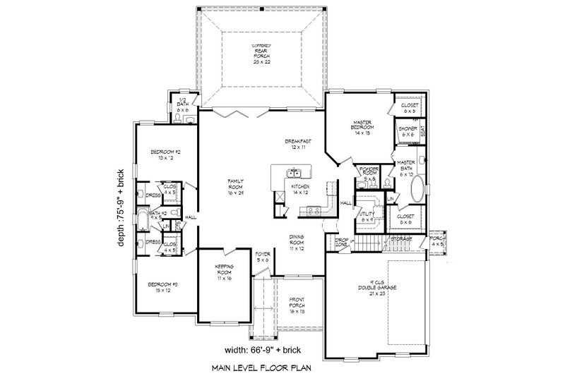 House Blueprint - Floor Plan - Main Floor for Craftsman House Plan #932-280 - 3 bed, 2.5 bath