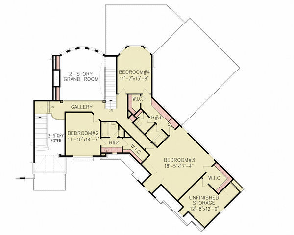 Floor Plan - Lower Floor for Traditional House Plan #54-716 - 4 bed, 3 bath