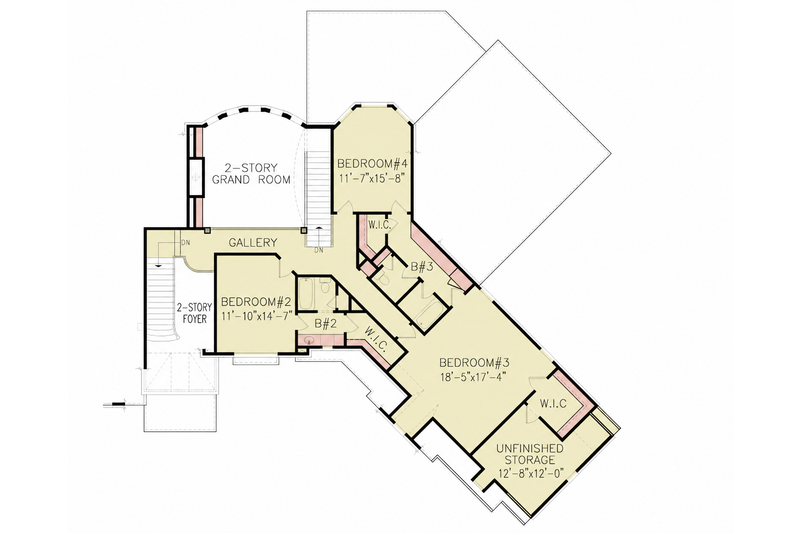 House Design - Floor Plan - Lower Floor for Traditional House Plan #54-716 - 4 bed, 3 bath
