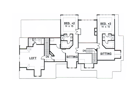 Floor Plan - Upper Floor for Country House Plan #67-294 - 4 bed, 4 bath