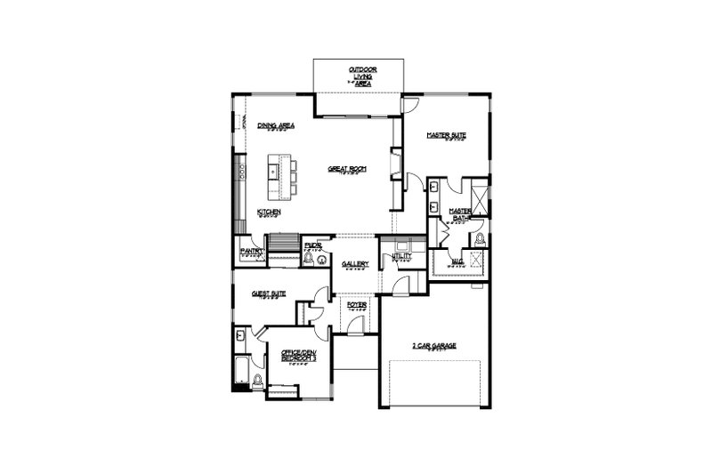 House Blueprint - Floor Plan - Main Floor for Farmhouse House Plan #569-43 - 3 bed, 2.5 bath