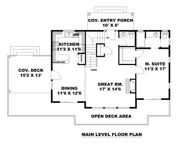 House Design - Floor Plan - Main Floor for Craftsman House Plan #117-1042 - 4 bed, 5.5 bath