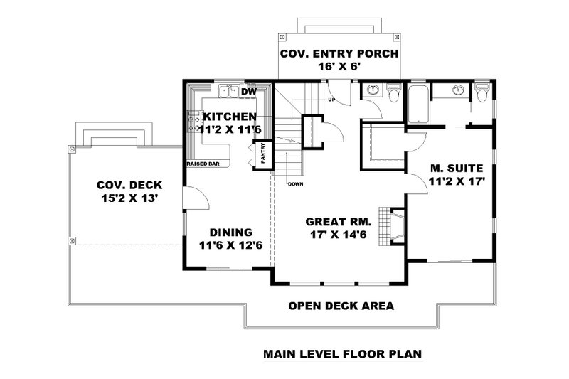 House Design - Floor Plan - Main Floor for Craftsman House Plan #117-1042 - 4 bed, 5.5 bath