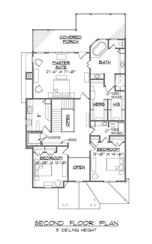 Architectural House Design - European Floor Plan - Upper Floor Plan #1054-42