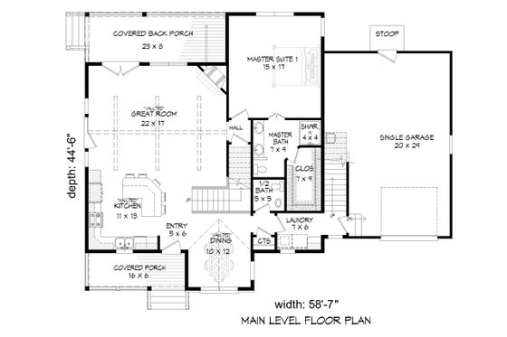 Floor Plan - Main Floor for Country House Plan #932-327 - 3 bed, 4.5 bath