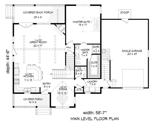 Country Floor Plan - Main Floor Plan #932-327