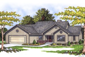 Exterior - Front Elevation for Traditional House Plan #70-189 - 3 bed, 2 bath