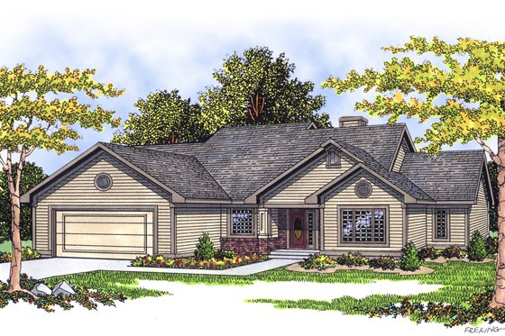 Exterior - Front Elevation for Traditional House Plan #70-189 - 3 bed, 2 bath