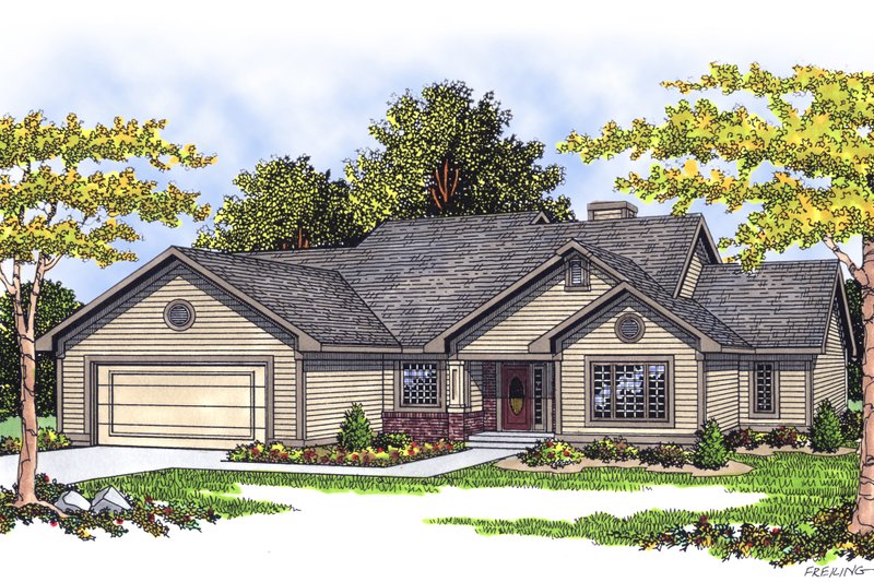 House Plan Design - Exterior - Front Elevation for Traditional House Plan #70-189 - 3 bed, 2 bath