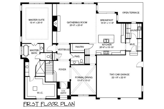Floor Plan - Main Floor for European House Plan #413-892 - 4 bed, 4.5 bath