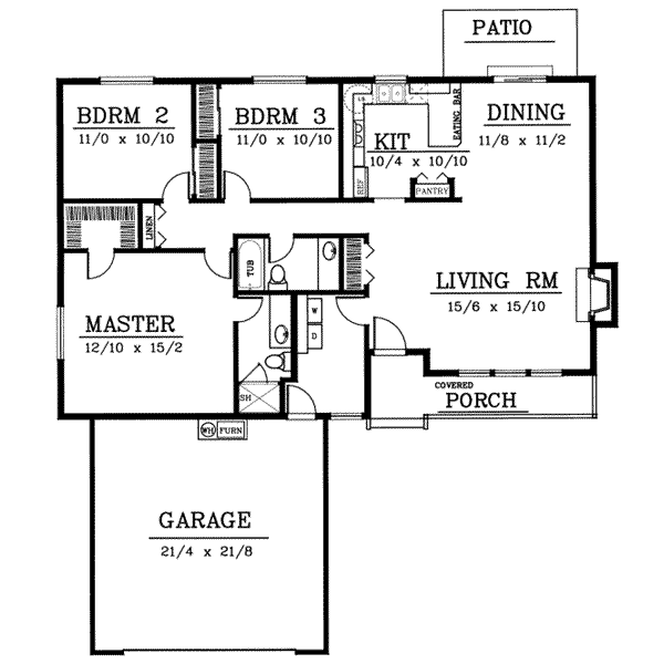 House Blueprint - Traditional Floor Plan - Main Floor Plan #100-101
