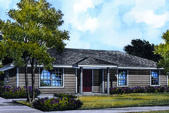 Exterior - Front Elevation for Ranch House Plan #417-109 - 4 bed, 1.5 bath
