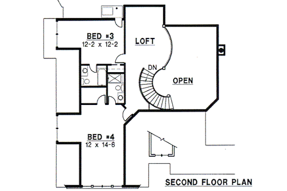 Floor Plan - Upper Floor for European House Plan #67-241 - 4 bed, 4 bath