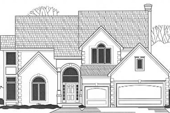 Exterior - Front Elevation for European House Plan #67-576 - 4 bed, 3.5 bath