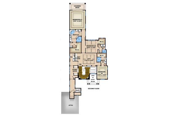 Floor Plan - Upper Floor for Mediterranean House Plan #27-537 - 5 bed, 6 bath