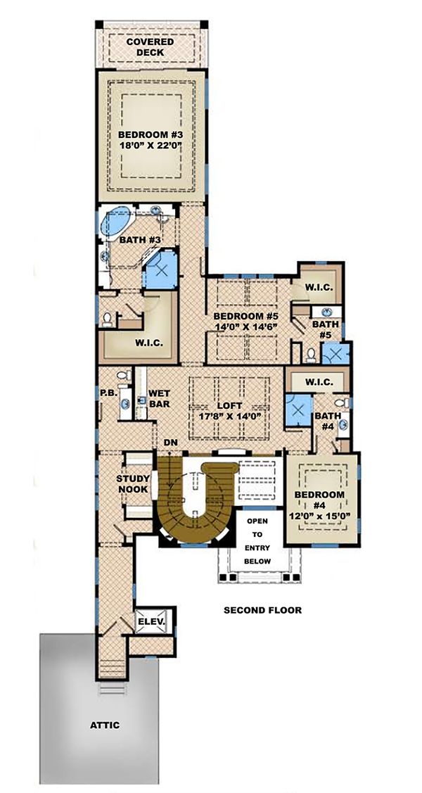 Mediterranean Floor Plan - Upper Floor Plan #27-537