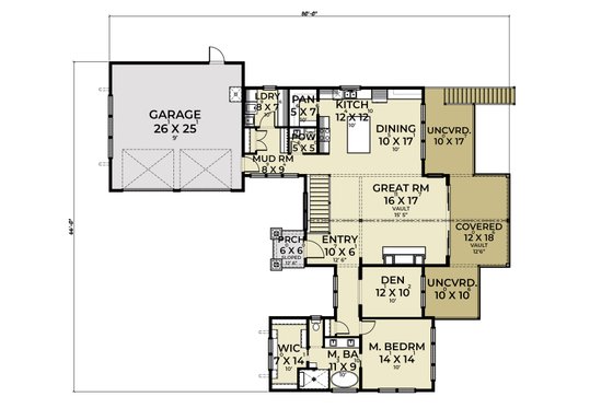 Floor Plan - Main Floor for Modern House Plan #1070-159 - 4 bed, 2 bath