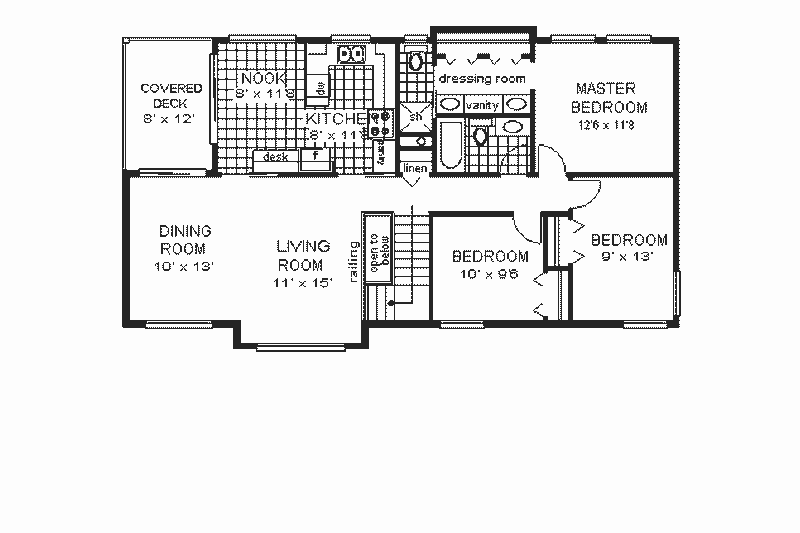 House Blueprint - Floor Plan - Main Floor for European House Plan #18-216 - 3 bed, 2 bath