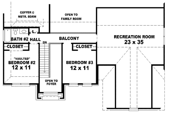 Floor Plan - Upper Floor for European House Plan #81-843 - 3 bed, 2.5 bath
