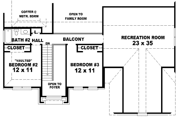 Floor Plan - Upper Floor for European House Plan #81-843 - 3 bed, 2.5 bath
