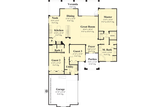 Floor Plan - Main Floor for Ranch House Plan #930-482 - 3 bed, 2 bath