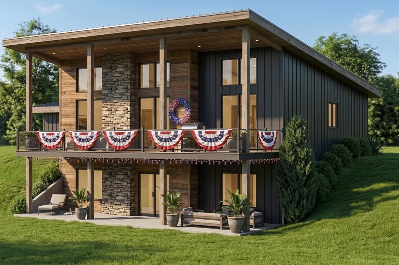 House Design - Exterior - Rear Elevation 1 for Contemporary House Plan #1064-459 - 2 bed, 2 bath