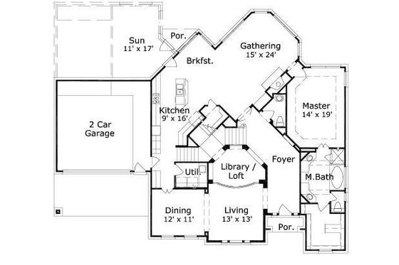 Floor Plan - Main Floor for European House Plan #411-761 - 4 bed, 3.5 bath