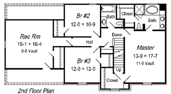 Colonial Floor Plan - Upper Floor Plan #329-249