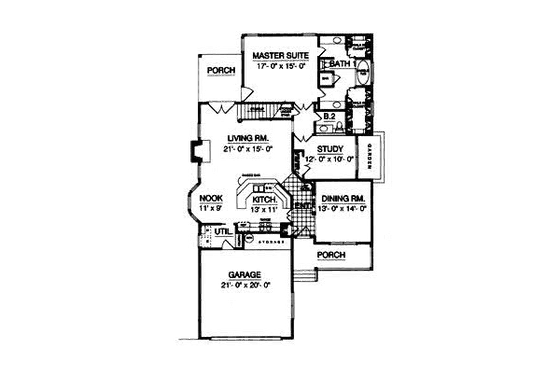 Floor Plan - Main Floor for Country House Plan #40-109 - 3 bed, 3.5 bath