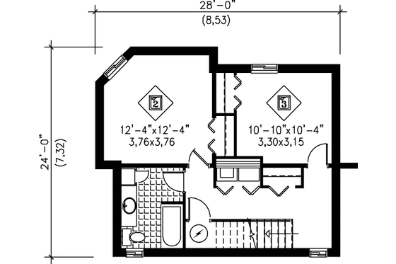 Floor Plan - Lower Floor for Modern House Plan #25-2297 - 3 bed, 3 bath