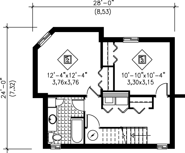 Modern Floor Plan - Lower Floor Plan #25-2297