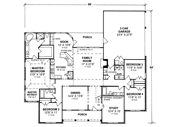 House Design - Country Floor Plan - Main Floor Plan #20-354