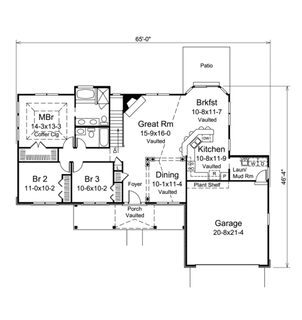 House Design - Ranch Floor Plan - Main Floor Plan #57-607