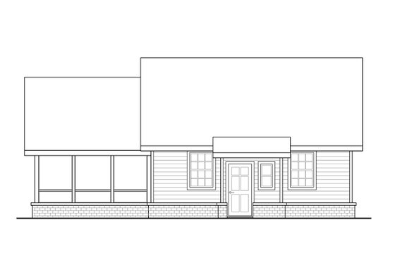 Exterior - Rear Elevation for Cottage House Plan #124-1258, 0 bath