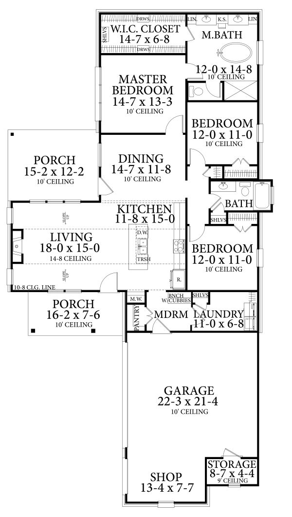 Dream House Plan - Cottage Floor Plan - Main Floor Plan #406-9657