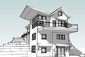 Exterior - Front Elevation 3 for Modern House Plan #902-4 - 4 bed, 4 bath