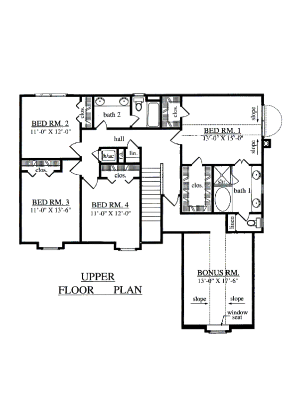 Country Floor Plan - Upper Floor Plan #42-354