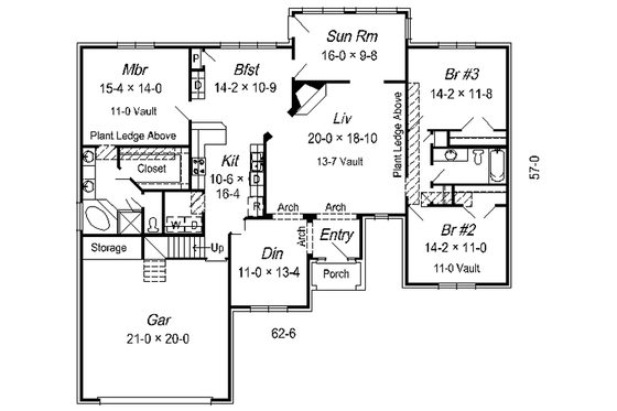 Floor Plan - Main Floor House Plan #329-250 - 3 bed, 2 bath