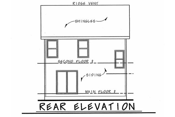 Exterior - Rear Elevation for Traditional House Plan #20-2456 - 3 bed, 2.5 bath