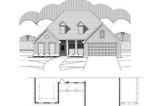 Exterior - Front Elevation for European House Plan #411-687 - 4 bed, 3 bath