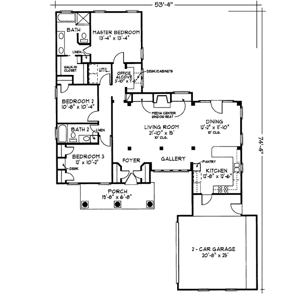 House Plan Design - Colonial Floor Plan - Main Floor Plan #410-289