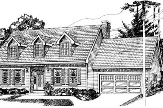 Exterior - Front Elevation for Colonial House Plan #47-155 - 3 bed, 2.5 bath