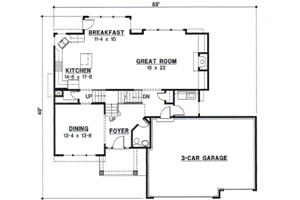 Floor Plan - Main Floor for Traditional House Plan #67-738 - 4 bed, 3 bath