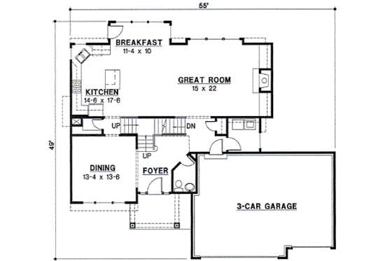 Floor Plan - Main Floor for Traditional House Plan #67-738 - 4 bed, 3 bath