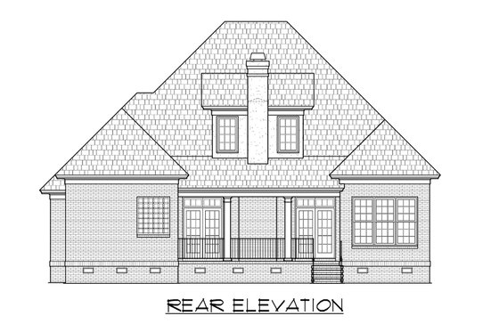 Exterior - Rear Elevation for Traditional House Plan #1054-77 - 3 bed, 3.5 bath