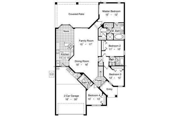 Floor Plan - Main Floor for European House Plan #417-211 - 4 bed, 3 bath