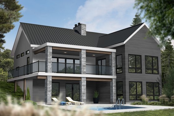 Exterior - Rear Elevation 1 for Contemporary House Plan #23-2739 - 3 bed, 2.5 bath