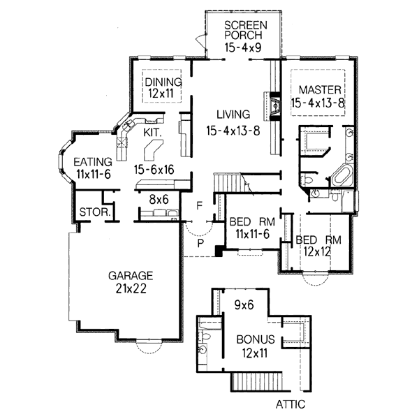 European Floor Plan - Main Floor Plan #15-124