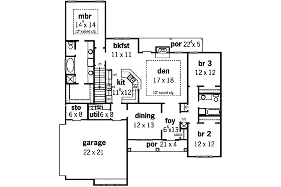 Floor Plan - Main Floor for European House Plan #16-280 - 3 bed, 2 bath