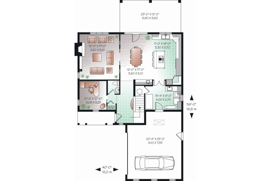 Floor Plan - Main Floor for European House Plan #23-2253 - 3 bed, 2.5 bath
